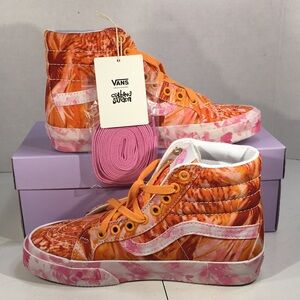 Vans High Top Sneakers in Orange and Pink Floral Print